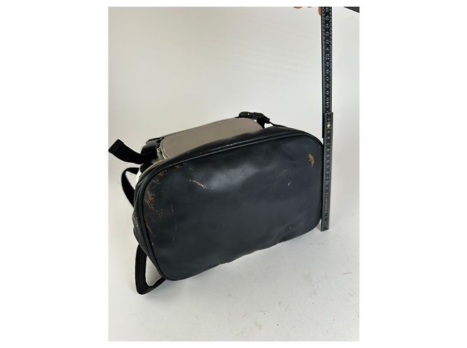 Mochila vintage CHANEL em nylon creme e preto Bege - vista 13