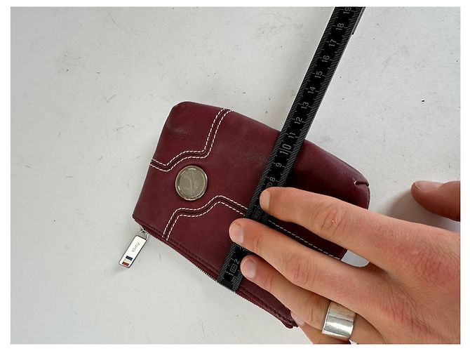 16 Céline Pochette in pelle vintage Celine con zip bordeaux Rosso - vista 11