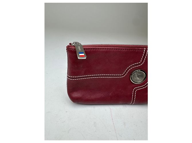 16 Céline Pochette in pelle vintage Celine con zip bordeaux Rosso - vista 12