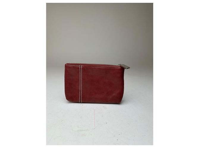 16 Céline Pochette in pelle vintage Celine con zip bordeaux Rosso - vista 2