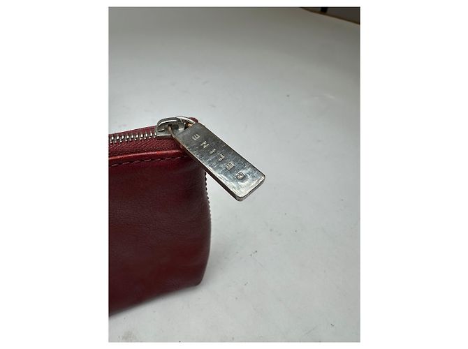 16 Céline Pochette in pelle vintage Celine con zip bordeaux Rosso - vista 3