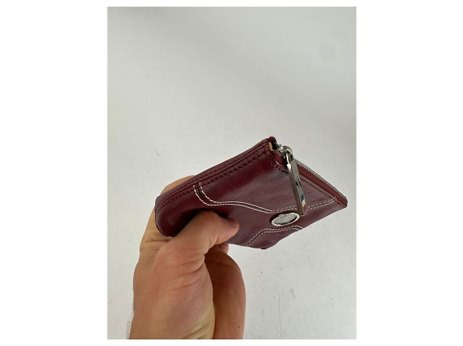 16 Céline Pochette in pelle vintage Celine con zip bordeaux Rosso - vista 4