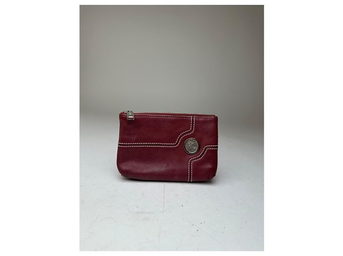 16 Céline Pochette in pelle vintage Celine con zip bordeaux Rosso - vista 5