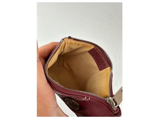16 Céline Pochette in pelle vintage Celine con zip bordeaux Rosso - vista 7