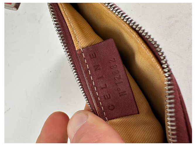 16 Céline Pochette in pelle vintage Celine con zip bordeaux Rosso - vista 8