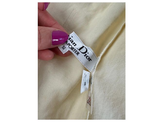 Blusa Vintage Dior in Lana e Cotone Crema S - vista 8