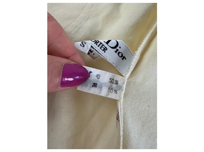 Blusa Vintage Dior in Lana e Cotone Crema S - vista 9