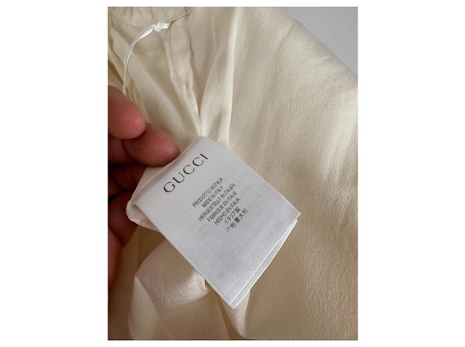 Abito Shift Matelassé Floreale Vintage Gucci Crema S Beige - vista 13