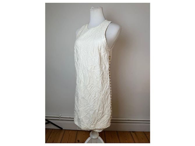 Abito Shift Matelassé Floreale Vintage Gucci Crema S Beige - vista 14