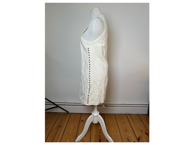 Abito Shift Matelassé Floreale Vintage Gucci Crema S Beige - vista 2