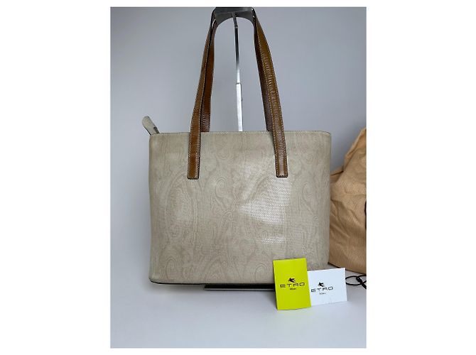 Vintage Etro Paisley Canvas Tote Bag Creme - Ansicht 4