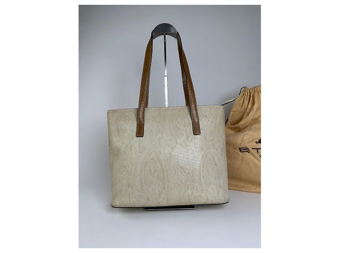 Vintage Etro Paisley Canvas Tote Bag Creme - Ansicht 9