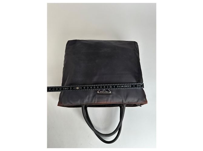 Borsa tote in nylon vintage Prada nera Nero - vista 10
