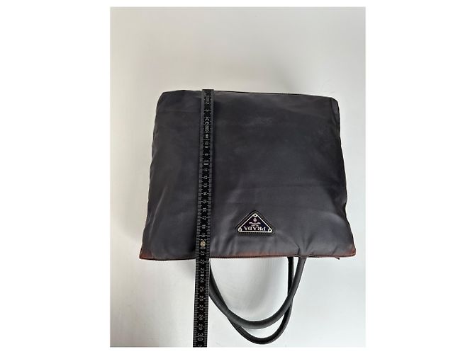 Borsa tote in nylon vintage Prada nera Nero - vista 12