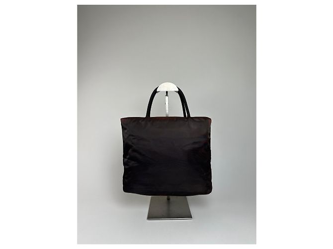Borsa tote in nylon vintage Prada nera Nero - vista 2