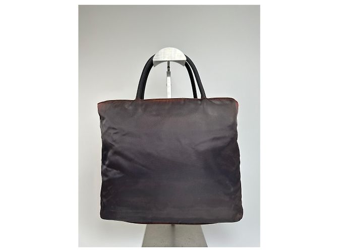 Borsa tote in nylon vintage Prada nera Nero - vista 9