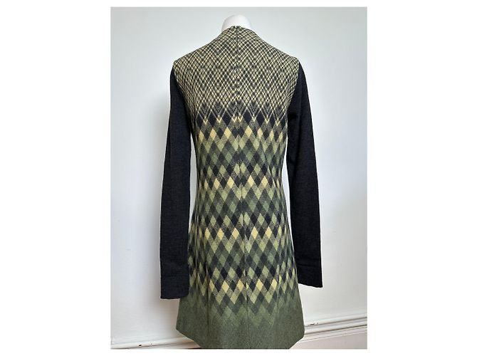 Vintage Givenchy Wollkleid Olivgrün Mehrfarbig XS - Ansicht 10