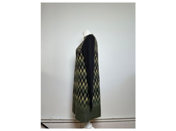Vintage Givenchy Wollkleid Olivgrün Mehrfarbig XS - Ansicht 2