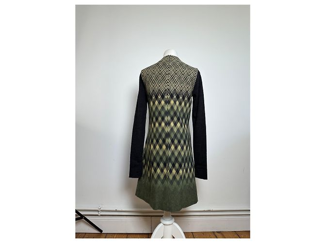 Vintage Givenchy Wollkleid Olivgrün Mehrfarbig XS - Ansicht 3