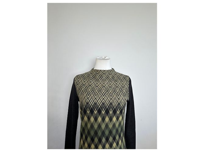 Vintage Givenchy Wollkleid Olivgrün Mehrfarbig XS - Ansicht 5