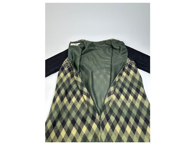 Vintage Givenchy Wollkleid Olivgrün Mehrfarbig XS - Ansicht 7