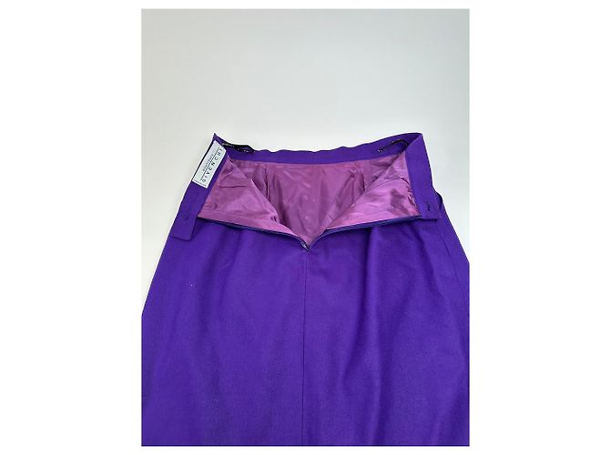 Vintage Givenchy Woll Bleistiftrock Lila L - Ansicht 8