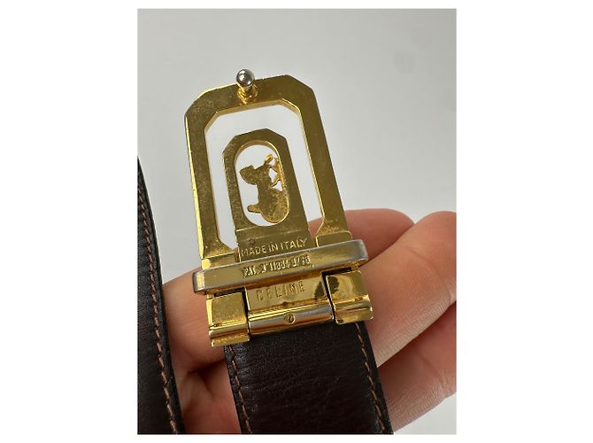 Céline Vintage Celine Sulky Wende-Leder-Gürtel Schwarz 80 cm - Ansicht 3