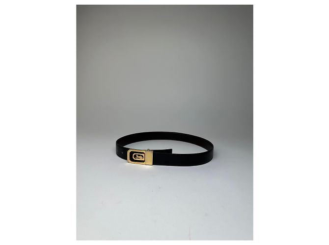 Céline Vintage Celine Sulky Wende-Leder-Gürtel Schwarz 80 cm - Ansicht 5