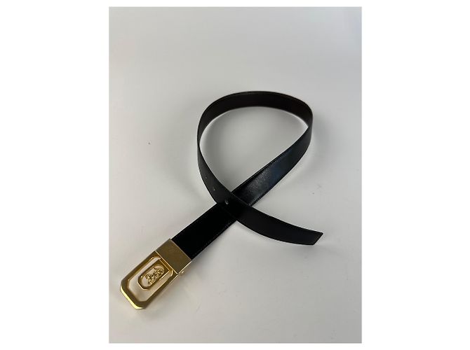 Céline Vintage Celine Sulky Wende-Leder-Gürtel Schwarz 80 cm - Ansicht 6