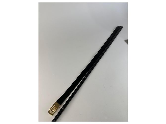 Céline Vintage Celine Sulky Wende-Leder-Gürtel Schwarz 80 cm - Ansicht 7