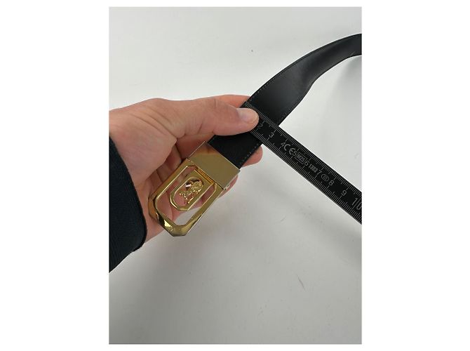 Céline Vintage Celine Sulky Wende-Leder-Gürtel Schwarz 80 cm - Ansicht 8