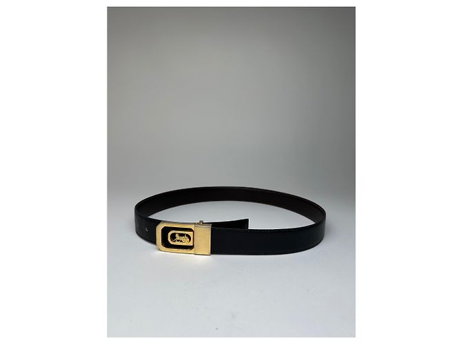 Céline Vintage Celine Sulky Wende-Leder-Gürtel Schwarz 80 cm - Ansicht 9