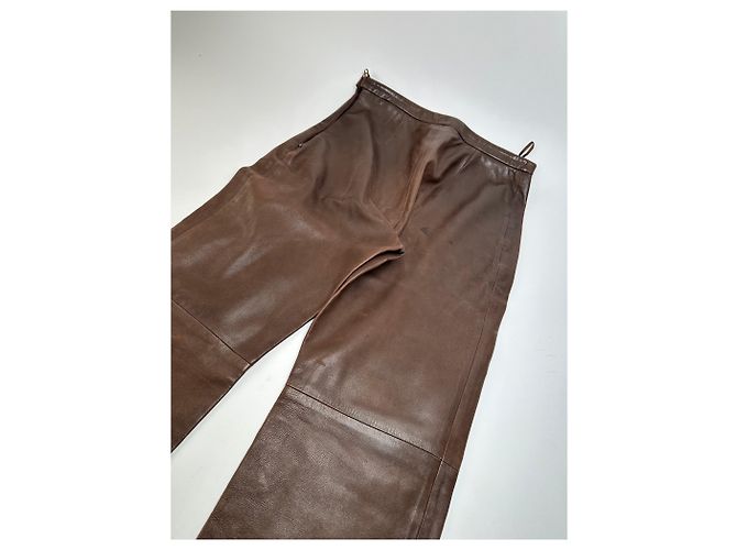 Céline Vintage Celine Kalbslederhose braun M - vista 12