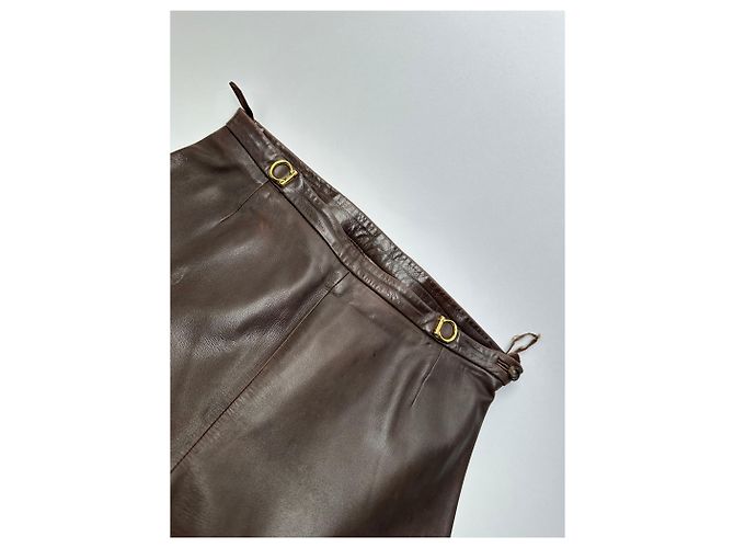 Céline Vintage Celine Kalbslederhose braun M - vista 3