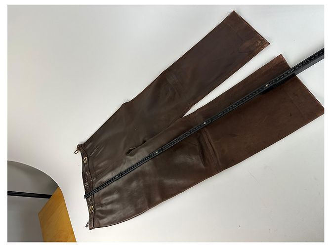 Céline Vintage Celine Kalbslederhose braun M - vista 5