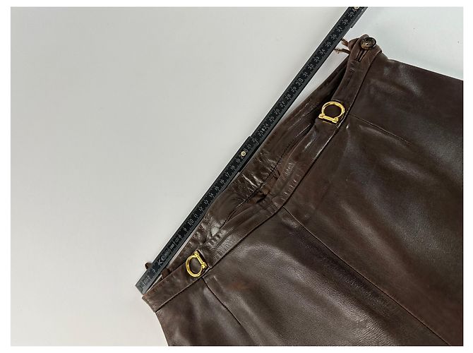 Céline Vintage Celine Kalbslederhose braun M - vista 8