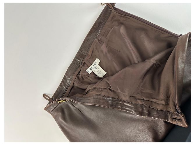 Céline Vintage Celine Kalbslederhose braun M - vista 9