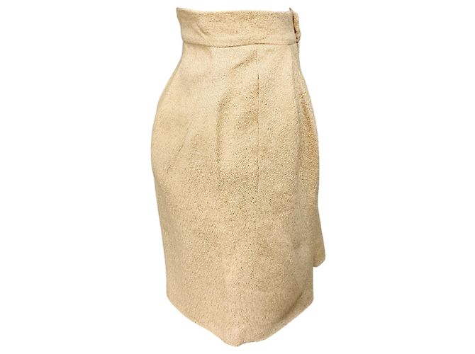 Falda midi beige con pliegues frontales Versace - vista 2