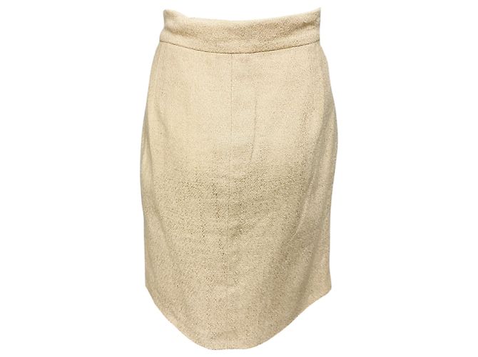 Falda midi beige con pliegues frontales Versace - vista 3