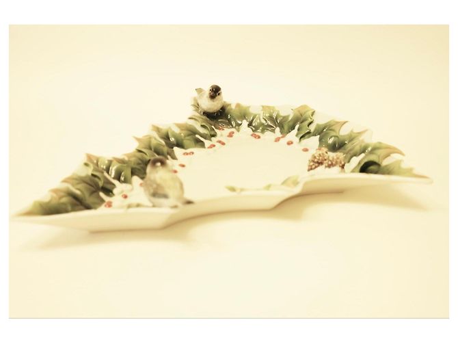 Autre Marque Franz Collection Winter Wonderland Chickadee Tree Teller Braun Weiß Rot Grün - Ansicht 4