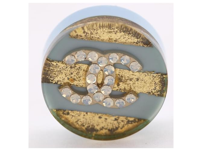 Orecchini a perno Chanel Coco Mark Bianco Blu D'oro - vista 7
