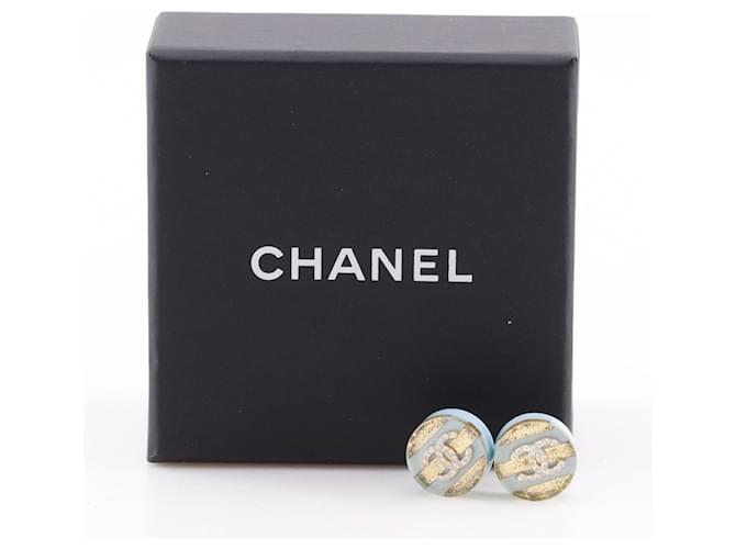 Orecchini a perno Chanel Coco Mark Bianco Blu D'oro - vista 9