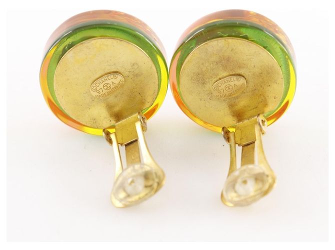 Orecchini a clip vintage Coco Mark di Chanel Verde Arancione - vista 4
