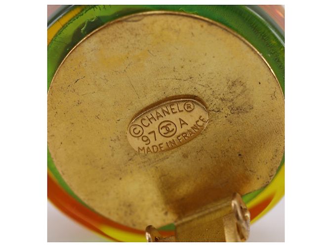 Orecchini a clip vintage Coco Mark di Chanel Verde Arancione - vista 5