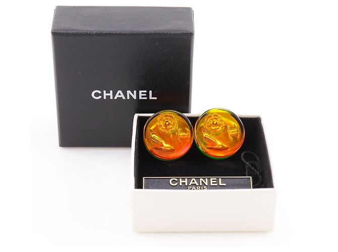 Orecchini a clip vintage Coco Mark di Chanel Verde Arancione - vista 7