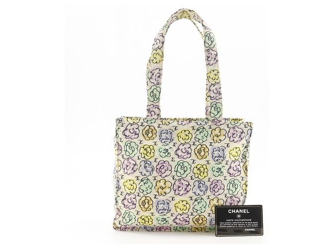 Borsa tote con stampa Camelia Chanel Bianco Crudo - vista 17