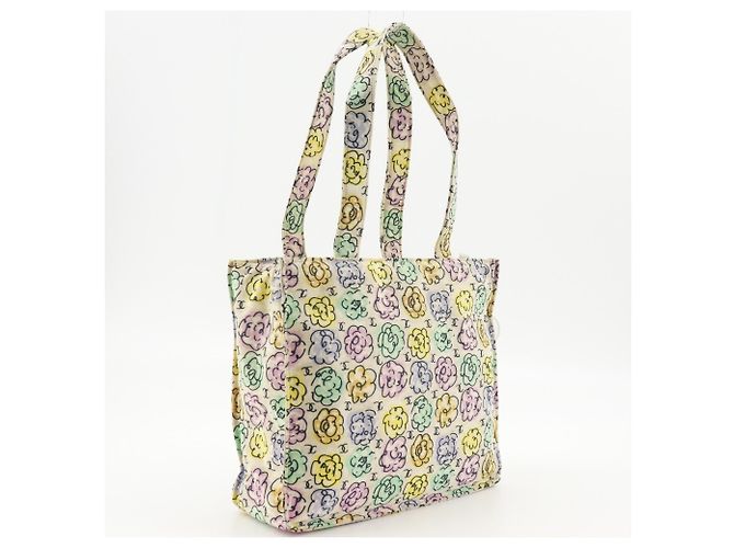 Borsa tote con stampa Camelia Chanel Bianco Crudo - vista 3