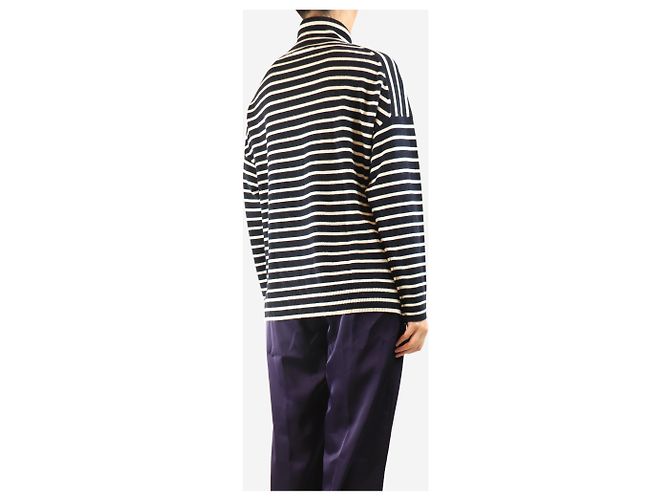 Autre Marque Navy and white striped roll-neck jumper - size M Navy blue - view 2
