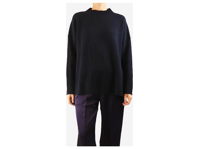 Autre Marque Pull en cachemire bleu marine - taille M - vue 3