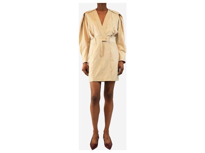 Iro Mini-Lederkleid in Creme - Größe UK 8 Roh - Ansicht 3